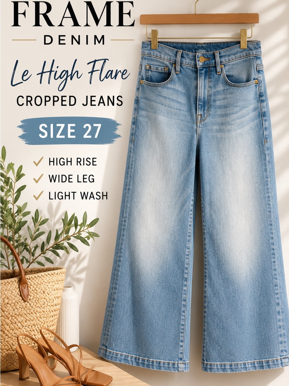 Frame Denim Le High Flare Cropped Jeans - Light Blue Wash